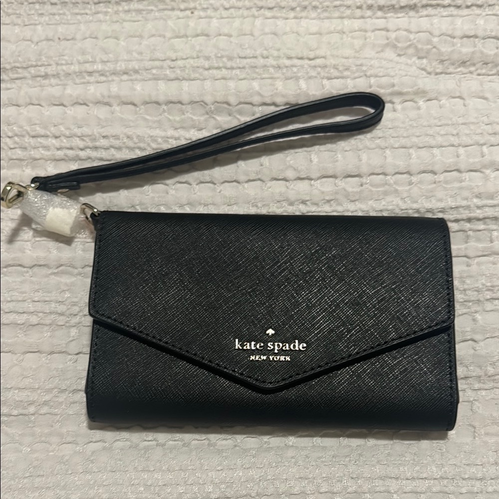 kate spade black wristlet clutch